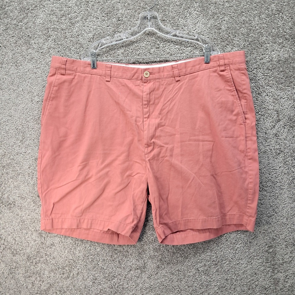 Roundtree & Yorke Casuals Mens Coral Pink Cotton Flat Front Chino Shorts 48